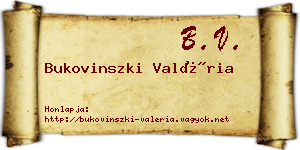 Bukovinszki Valéria névjegykártya